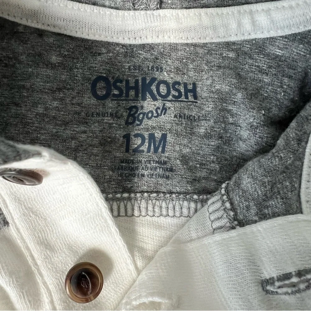 OSHKOSH Colorblock Hooded Tee, 12mo - NEW